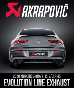 Akrapovič Mercedes-AMG A 45, CLA 45 Evolution Line Exhaust Available at Turn 14 Distribution | THE SHOP