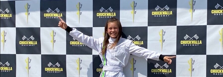 girl racing STEM podium