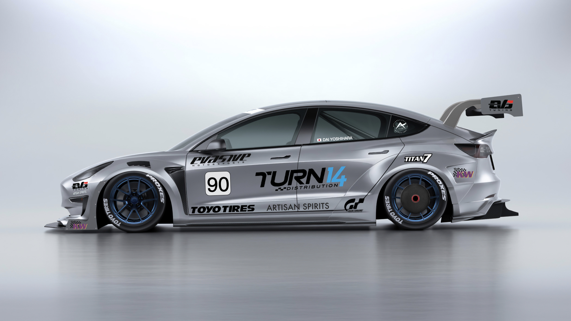Turn 14 Distribution to Sponsor Evasive Motorsport Tesla Model 3 at PPIHC | THE SHOP