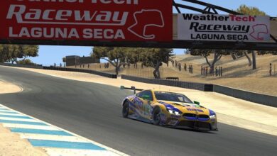 rendering of a car racing on track