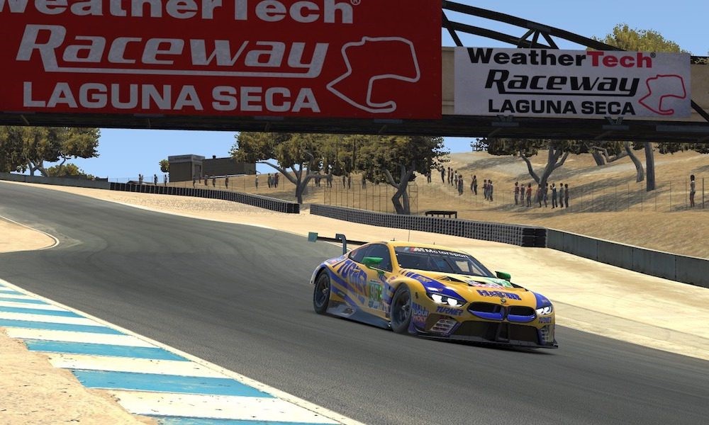 rendering of a car racing on track