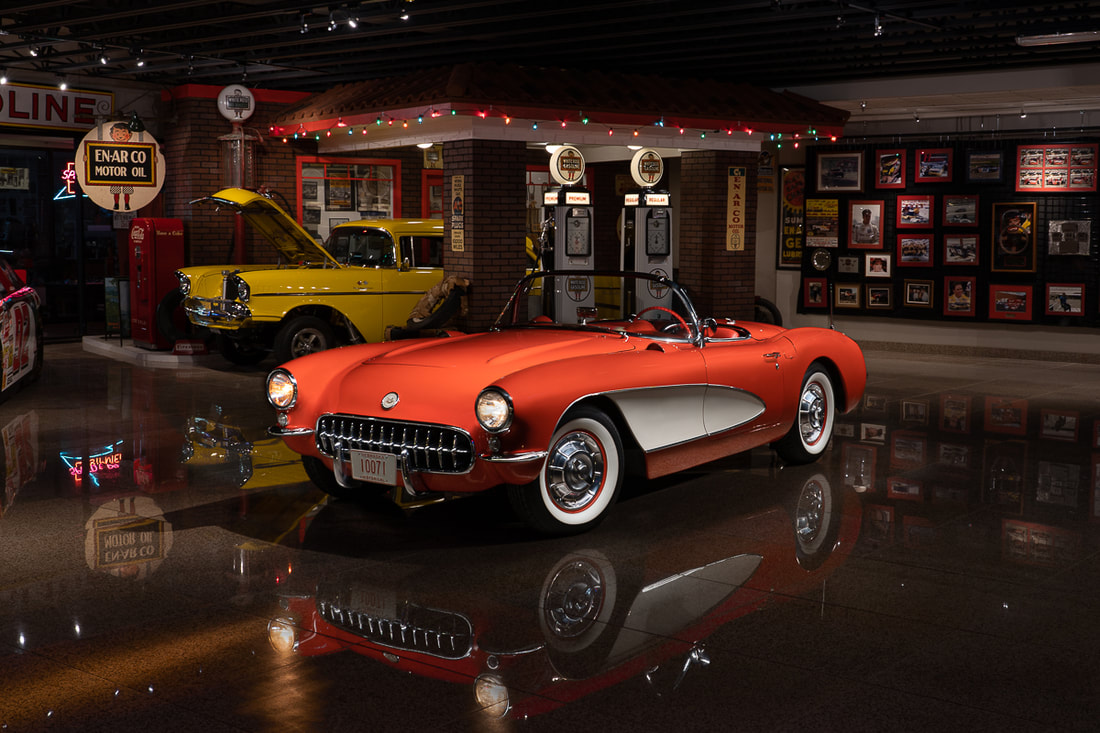 red corvette on display