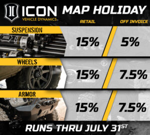 ICON Vehicle Dynamics Announces July MAP Holiday | THE SHOP