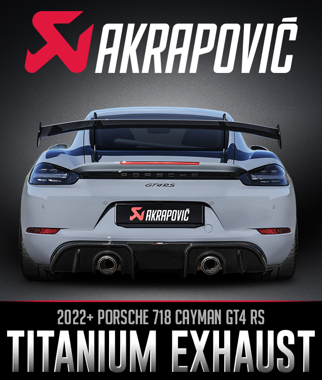 Turn 14 Distribution Adds Akrapovič Porsche 718 Cayman GT4 RS Exhaust System | THE SHOP