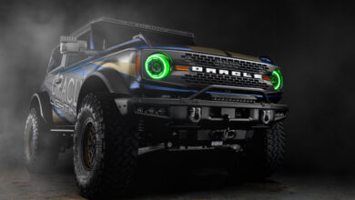 Bronco with green halo lights