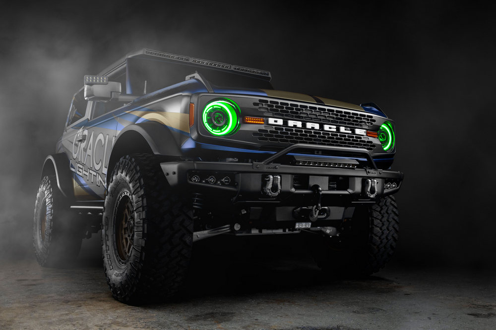 Bronco with green halo lights