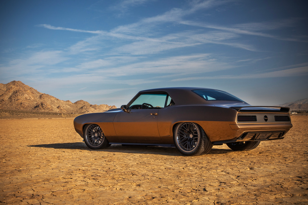 Bronze 1969 "Illicit" Camaro restomod rear