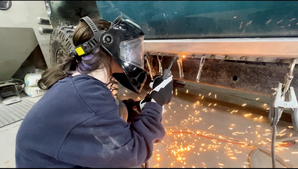Bri Wargo welding at The Custom Shop