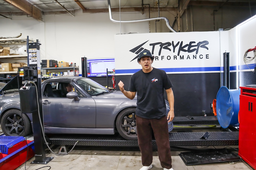 Caballero in front of Mazda on dyno