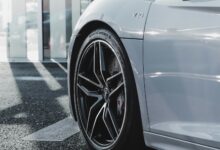 new vehicle wheel closeup indoors