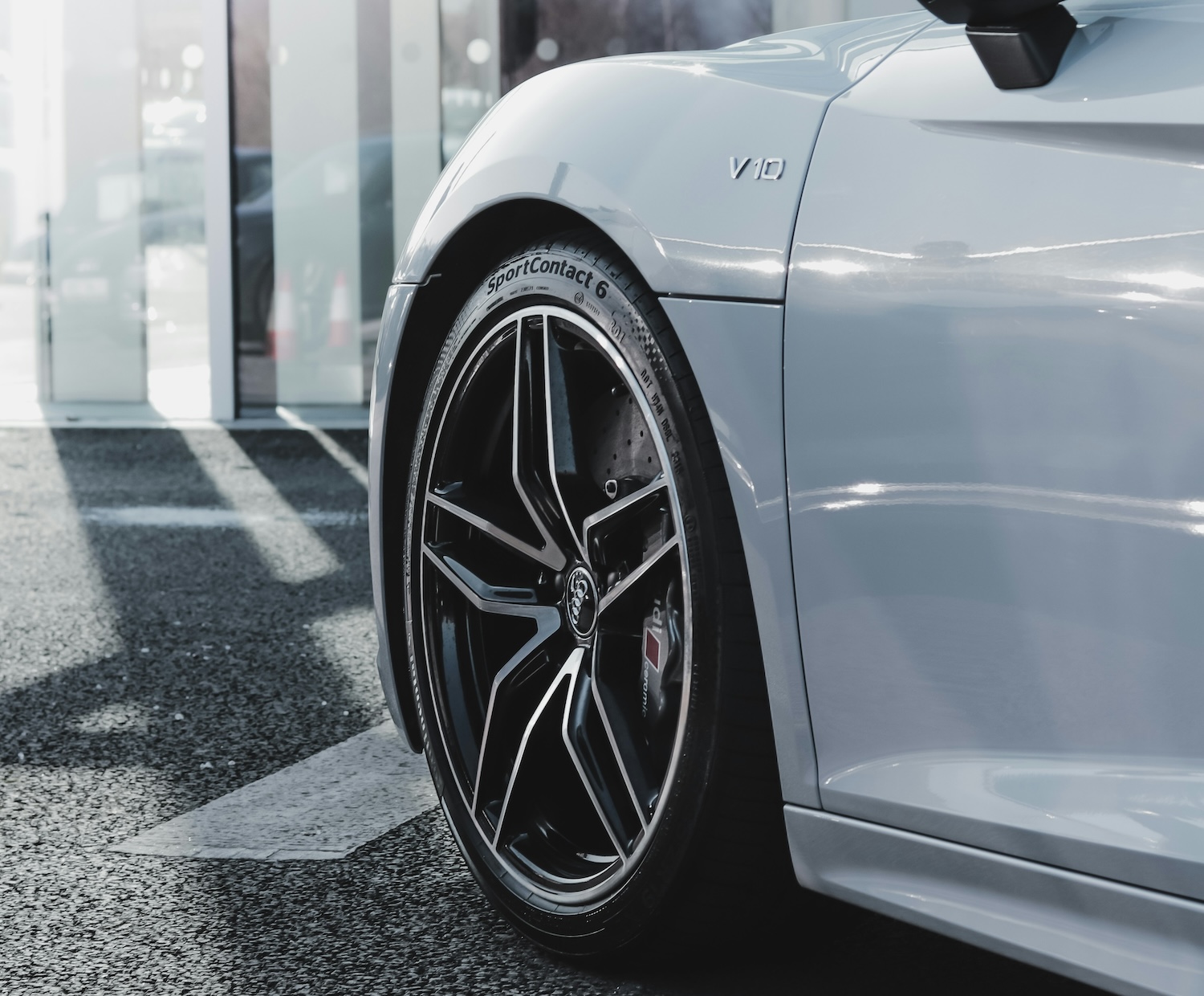 new vehicle wheel closeup indoors