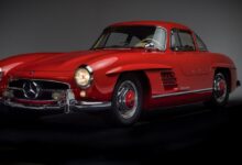 RM Sotheby's red Mercedes