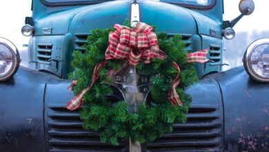 Dodge truck with wreath