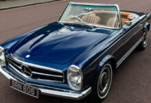 Everrati electrified Mercedes-Benz W113 280SL Pagoda parked on street