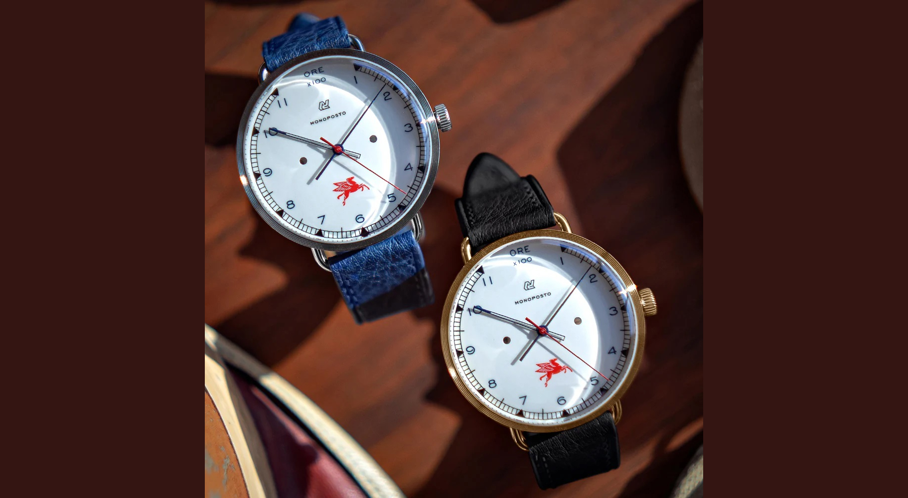 Mobil 1 and Autodromo limited-edition watches on desk