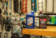 VP Racing products on table in auto shop