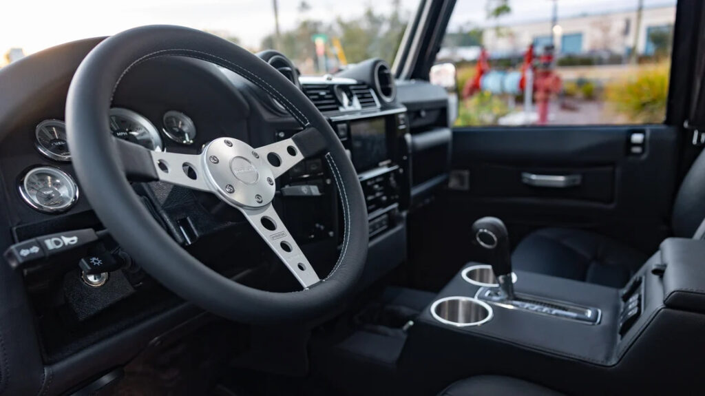 Interior of custom 1996 Land Rover Defender 110