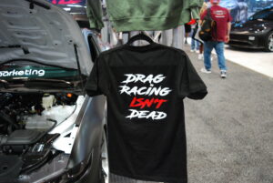 black drag racing t-shirt "Drag Racing Isn't Dead"