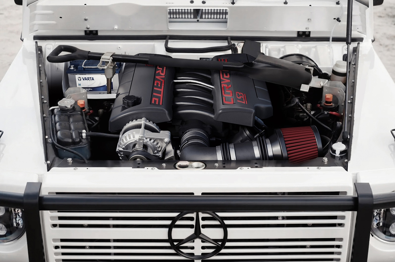 Engine in custom EMC build of LS3 V-8 G-Wagen Wolf