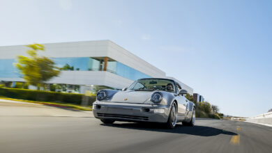 Electrified Porsche 911 (964) on road