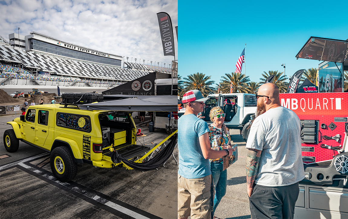 MB Quart Jeep demo vehicles at race track and show