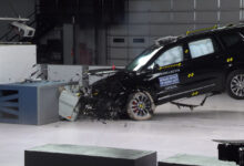 SUV in mid-crash during IIHS test