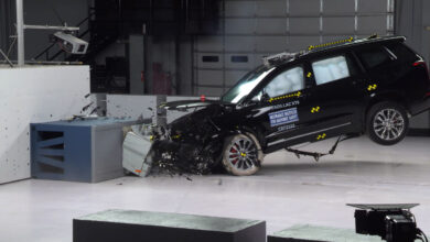 SUV in mid-crash during IIHS test