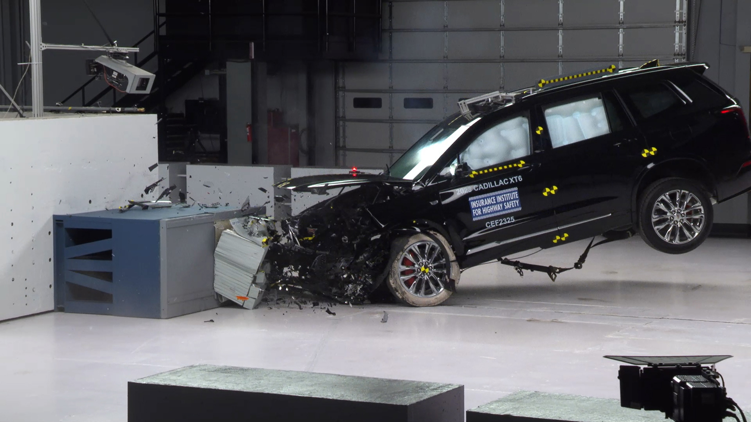 SUV in mid-crash during IIHS test