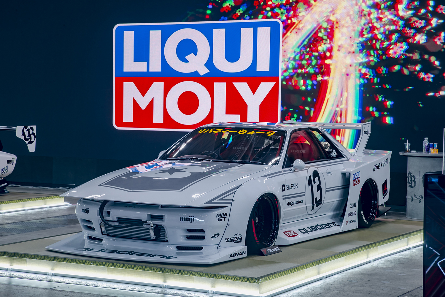 Liberty Walk car on display at Auto Salon Tokyo with LIQUI MOLY sign