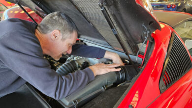 Mark Dion at the Paddock working on car