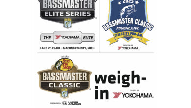 Three Bassmaster event logos, plus Yokohama Tire