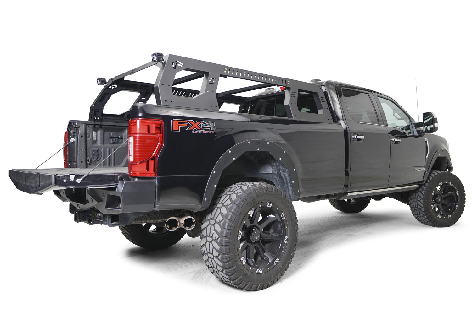 fab fours off-road bed rack black truck rear