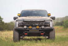 Front of Ford truck parked in grass Horsepower Automotive Group