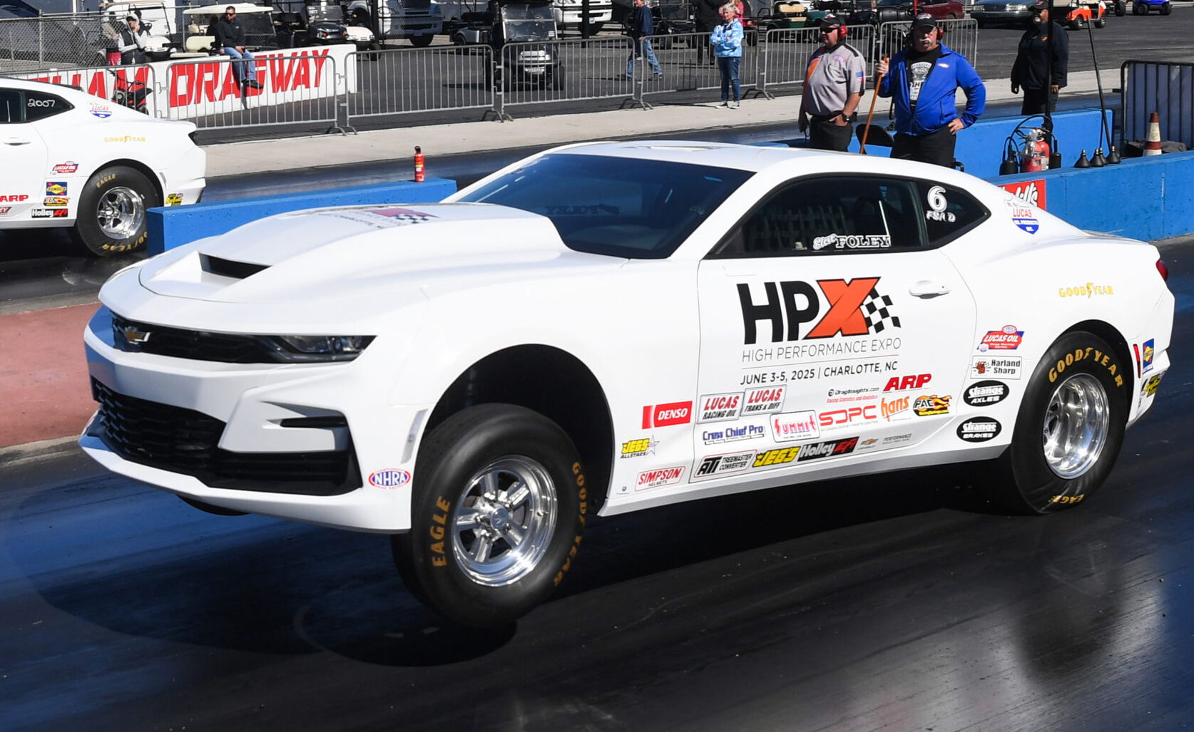 HPX-sponsored Poole-Adams COPO Camaro on drag strip