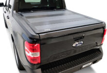 A Westin Hard Tri-Fold Tonneau Cover