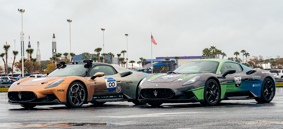 Maserati autonomous cars parked side by side