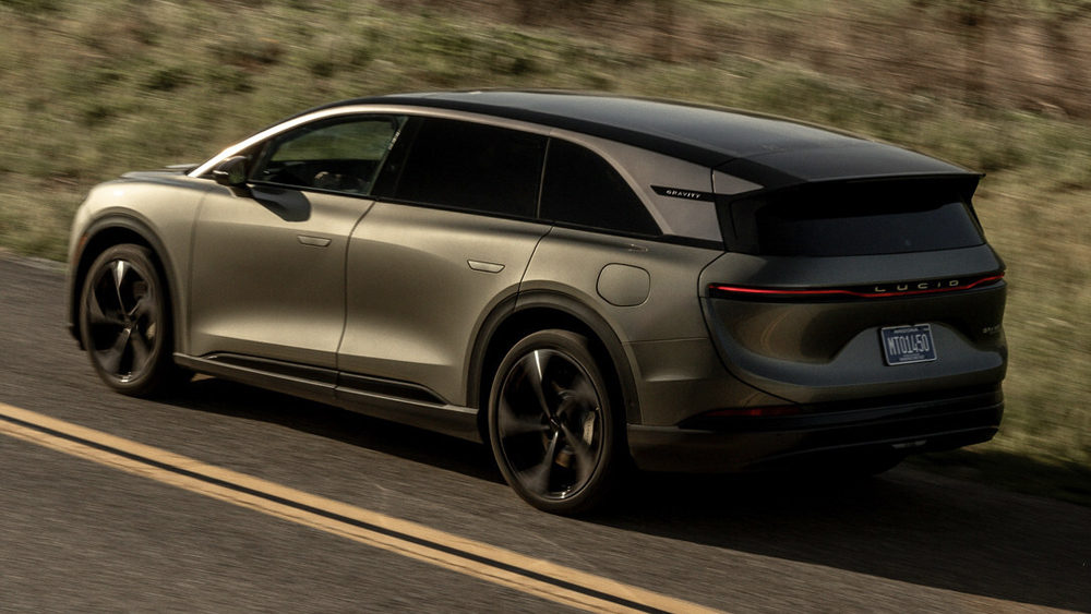 2026 Lucid Gravity Grand Touring driving on road