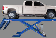 2024 Chevy Truck on Rotary Solutions X14-BLU scissor lift copy