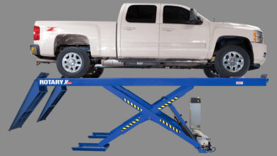 2024 Chevy Truck on Rotary Solutions X14-BLU scissor lift copy