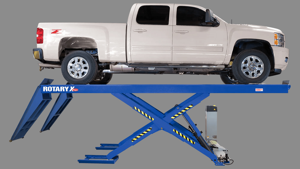 2024 Chevy Truck on Rotary Solutions X14-BLU scissor lift copy