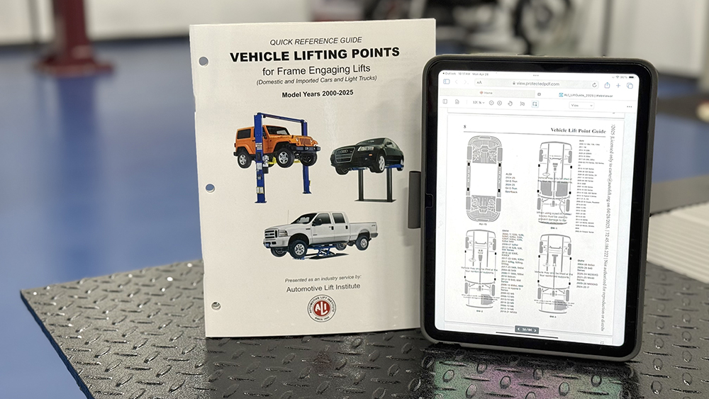 ALI Lifting Points Guide on display in shop