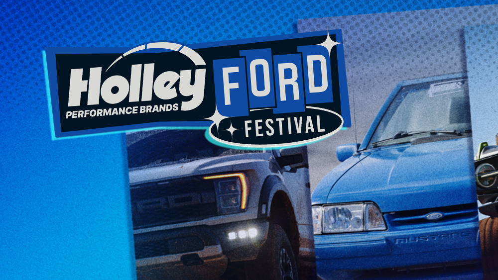 Holley Ford Fest logo with cars in background