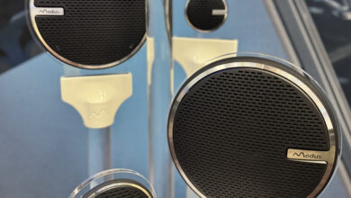 Modus speakers on display