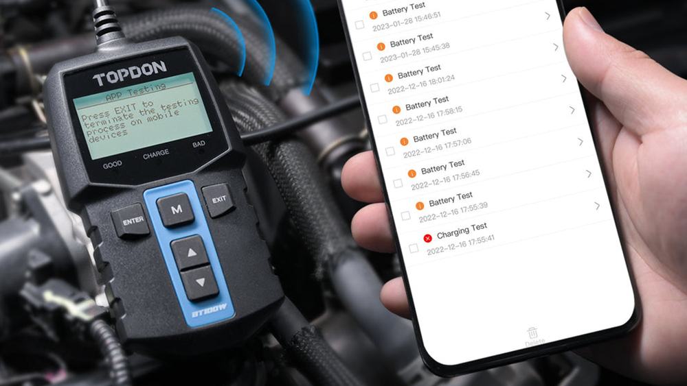 TOPDON Battery Tester and iPhone app