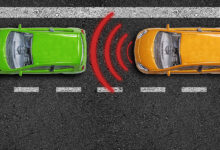 Two cars on road illustrating ADAS