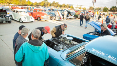 Cars and people at coffee Cars and Coffee show