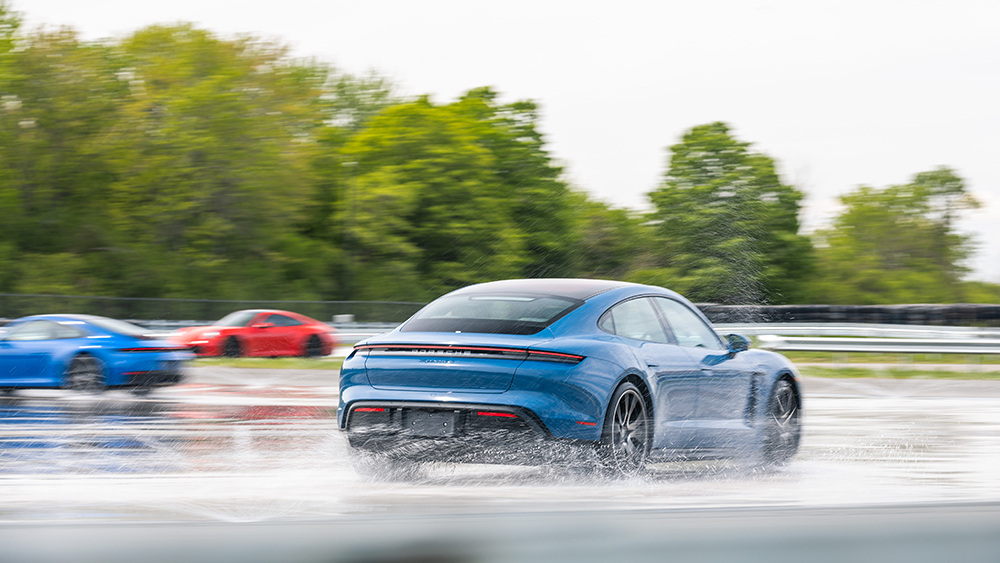 Cars on driving course at Porsche Experience Centre Toronto