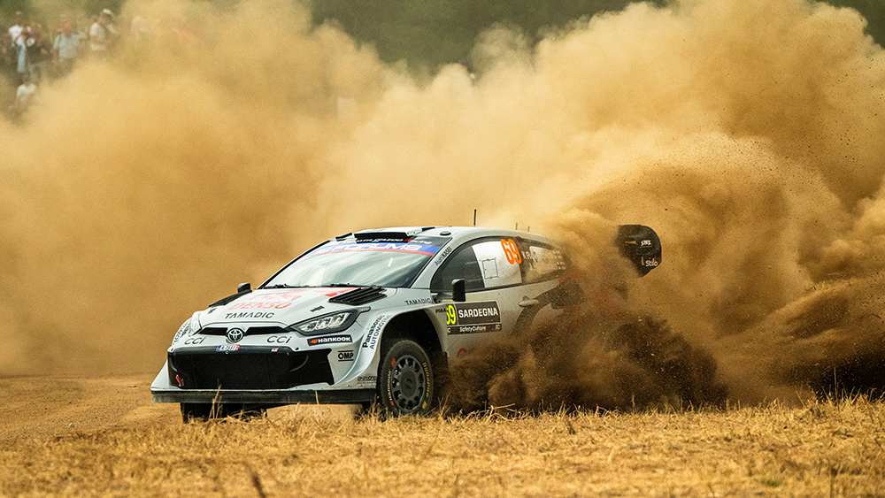 Kalle Rovanperä (FIN) Jonne Halttunen (FIN) Of team TOYOTA GAZOO RACING WRT are seen performing during the World Rally Championship Italy in Olbia, Italy on 5,June. 2025