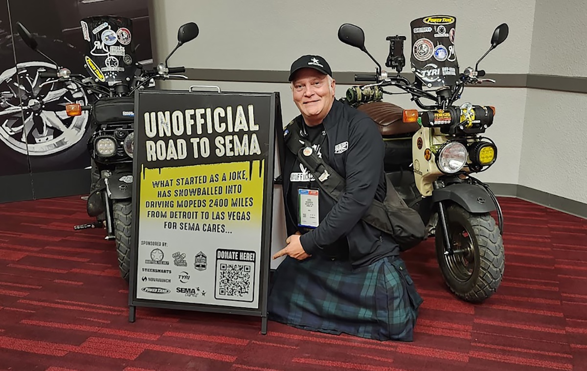 sema cares greg henderson unofficial use only moped ride finish