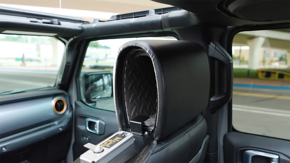 The Headrest Safe in open position